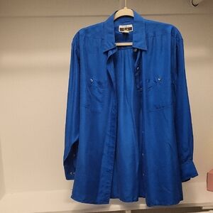 Women's Vibrant Blue Button-Up
